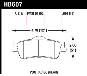 Pontiac G8 Brake Pad Set - Rear - Hawk Performance - HPS Performance Street Compound - `08-`09